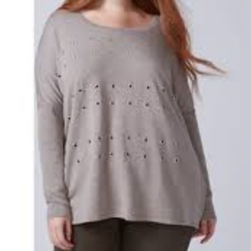 NWT Lane Bryant 18/20 Tan Sweater Grommet Detail